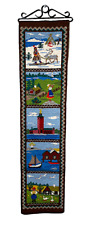 Vintage 8" x 33" Tapestry Wall Hanging Needlepoint Scandinavian Scenes Country 