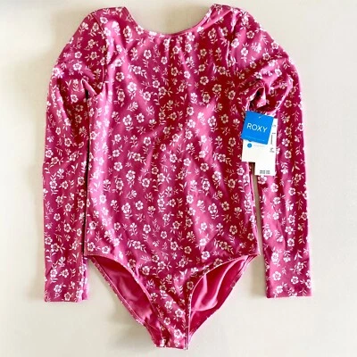 NEW Roxy Girls “Splendid Dream” long sleeve one piece swimsuit in pink Size 12/L - Imagem 1 de 4