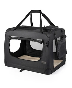 B-Ware: lionto Hundetransportbox Hundetasche Hundebox faltbar XXXL Schwarz - Bild 1 von 6
