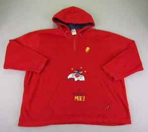 Vintage Looney Tunes Hoodie Womens Plus size 14/16W Red Fleece Pullover Sweater - Picture 1 of 12