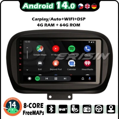 9" Android 14 DAB+Autoradio Carplay GPS IPS FM Navi Bluetooth Fiat 500X DSP 64GB - Bild 1 von 4