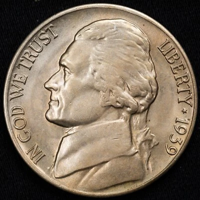 1939-D Jefferson Nickel Choice Uncirculated BU+ Denver Mint - Image 1 of 4