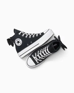NEW Converse Chuck Taylor All Star Lift Platform Bows Satin Black - Picture 1 of 5