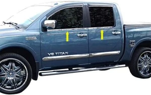 ajuste: 2004-2015 Nissan Titan Crew cromado 4 piezas borde de umbral de ventana acero inoxidable - Imagen 1 de 1