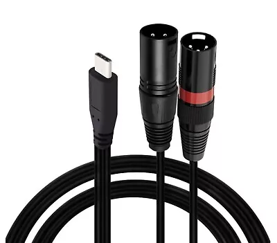 USB C to Dual XLR Stereo Audio Y Splitter Microphone Cable | Male to Male | 1m  - Image 1 of 4