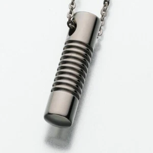 Titanium Cylinder Memorial Jewelry Pendant Funeral Cremation Urn - Picture 1 of 3
