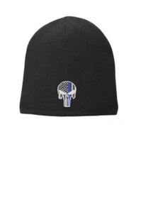 Dünne blaue Linie TOTENKOPF STRAFVERFOLGUNG Polizei FLEECE GEFÜTTERT Mütze Wintermütze Skully - Bild 1 von 1