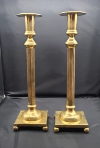 Vintage Paar 15,5" hohe Kirchenaltar Messing Kerzenständer schwer - Bild 1 von 6