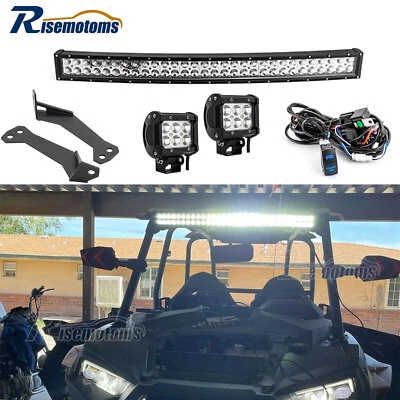 Изогнутая светодиодная лампочка для 2023 Polaris RZR 900/S 900 32 дюйма + комплект проводов Aux LED Pod - Изображение 1 из 4
