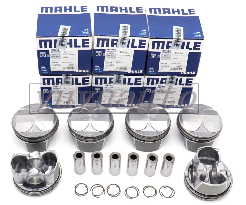 6x KIT DE PISTÃO E ANEL FABRICANTE DE EQUIPAMENTO ORIGINAL MAHLE STD 88mm para Mercedes-Benz E300 C300 GLK300 3.0L V6 - Imagem 1 de 4
