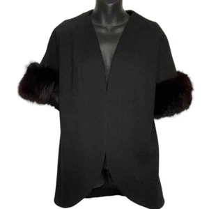Vintage Claralura Original California Wool Open Jacket Fur Trim Hollywood Glam - Picture 1 of 9