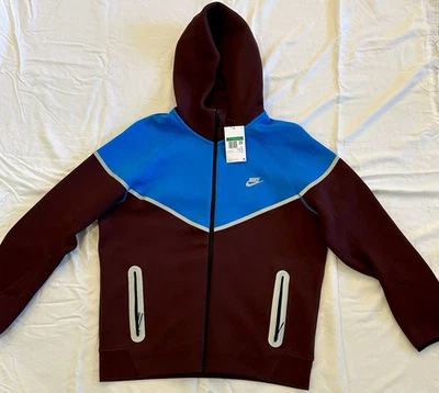 Nike Tech Windrunner Fleece Full-Zip Lightweight Hoodie Blue Mens Size XL New - Image 1 of 4