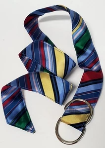 Talbots Belt Silky Tie D-Ring Silver XS Navy/Red/Yellow/Lt. Blue/ Pink NWT - Picture 1 of 5