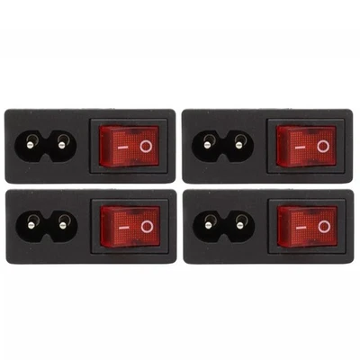 4pcs Power Socket IEC320 C8 2pin Male AC Power Cord Inlet Plug Jack Receptacle - Image 1 of 4