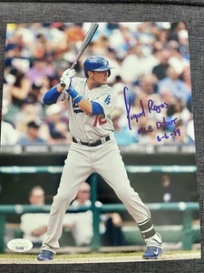 MIGUEL ROJAS DODGERS ROOKIE FIRMATO 8X10 con scritta MLB DEBUTTO JSA COA - Foto 1 di 2