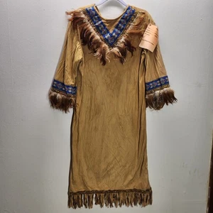 Vintage Indianer Motto Kleid Profi Theater Kostüm gefiedert blau Stamm - Bild 1 von 13
