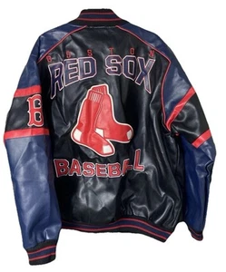 Vintage Genuine Merchandise G III Boston Red Sox Black Faux Leather Jacket 2XL - Picture 1 of 24
