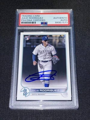 Juego Completo Topps 2022 Firmado Julio Rodríguez PSA Losa Marineros ROY Béisbol Foto 1 de 2