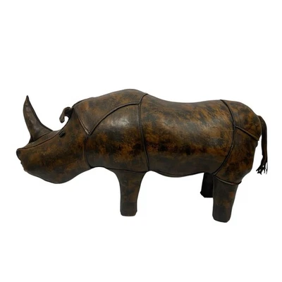 De colección Dimitri Omersa 36" Cuero Rinoceronte Otomano Abercrombie Fitch Rinoceronte Foto 1 de 4