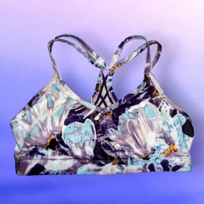 CHAMPION Size XL Purple Pink Aqua RACERBACK Sports Bra Gym WATERCOLOR Women's  - Image 1 of 4