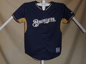 MILWAUKEE BREWERS  sewn logo JERSEY by MAJESTIC  Youth Medium  NEW   bt - Picture 1 of 4