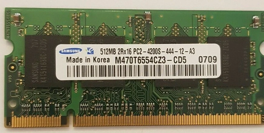 SAMSUNG 512MB PC2-4200S-444-12-A3 LAPTOP RAM MEMORY CARD - Image 1 of 1