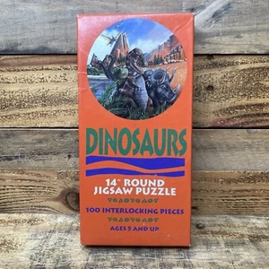 Vintage Dinosaurs 14" Round Puzzle - 100 Pcs (All Pieces Are There) VG Condition - Picture 1 of 6