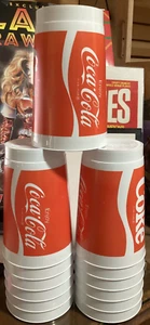VINTAGE EXTRA LARGE SUPER SIZE COCA COLA PLASTIC CUPS TUMBLERS PROPS 13 TOTAL - Picture 1 of 6