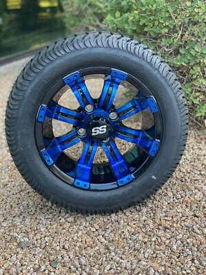 Carro de golf Excel (AZUL) Rueda montada en Excel 215/40-12 DOT Juego de 4 neumáticos + tacos Foto 1 de 2