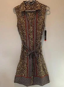 Neu mit Etikett $ 79 Rafaella Damen mehrfarbig bedruckt Baumwolle Daunen ärmelloses Kleid Gr. 12 - Bild 1 von 6