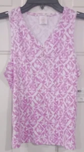 Wonder Nation Girls Henley Rib Tank Top PurplePrint/White Size L(10-12) - Picture 1 of 4