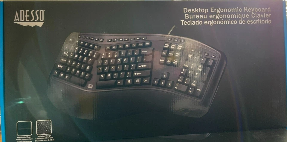 Adesso Desktop Ergonomic Split Keyboard AKB-150UB