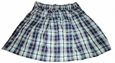 Pantalón Corto Justice Plaid Francés Azul Marino Blanco Púrpura Plisado Mediano  Foto 1 de 4