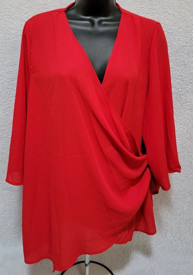 Doublju Womens Shirt Top Blouse Size 2XL XXL 2X Red - Image 1 of 4