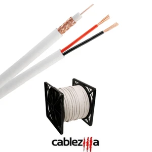 RG59 Siamese Coaxial Cable CCTV Wire 20AWG 18/2 Security Camera 1000FT White - Picture 1 of 5
