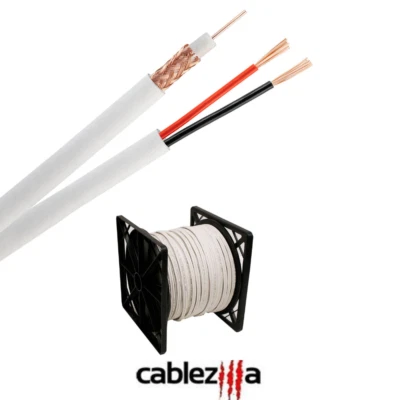 RG59 Siamese Coaxial Cable CCTV Wire 20AWG 18/2 Security Camera 1000FT White - Image 1 of 4