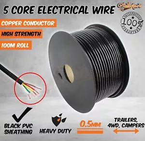 100M x 5 Core Wire Electrical Cable Extension Roll Car Trailer Caravan V90 Pvc - Picture 1 of 1
