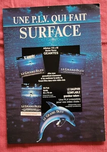 PLV PLASTIFIE PRESENTOIR VIDEO CLUB 30 X 21,5 " LE GRAND BLEU " 1988 - Photo 1/4