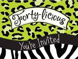 Forty-Licious Leopard Zebra Animal Print 40th Birthday Party Invitations - Picture 1 of 1