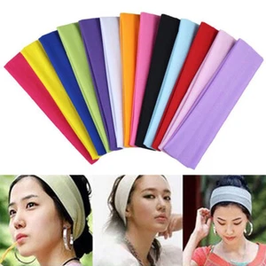 Haarbänder Turban Yoga Kopfbedeckung Damen breites Stirnband Stretch Haarband Bonbonfarbe - Bild 1 von 24