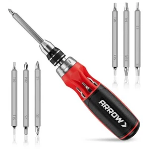 FRECCIA cacciavite a cricchetto multi bit 12 in 1 cacciavite a cricchetto Stubby con punte - Foto 1 di 9