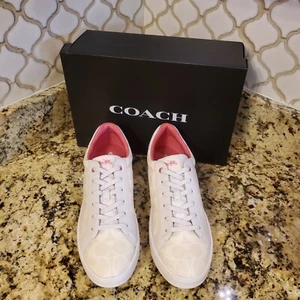 COACH WHITE/PETUNIA CLIP  LOW TOP WOMEN'S SNEAKER SHOES SZ 11,New - Picture 1 of 10