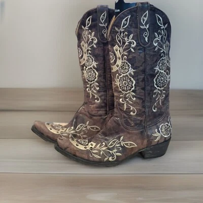 OLD GRINGO Western Wmn Boot 8.5 Lucky Horseshoe Swz Cristal Marrón Cuero Vaquera Foto 1 de 4