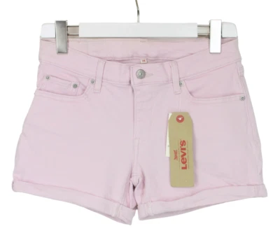 Levi's Mid Length Shorts Mujer W28 con Vuelta Elástico Corto Cremallera Rosa - Imagen 1 de 4
