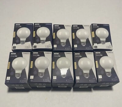 10-Pack Candex G25 4W  WARM WHITE 27000K  DIM. E26 Base   KF1G25FD4W   NEW - Image 1 of 4