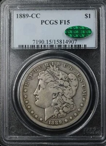 1889-CC MORGAN DOLLAR $1 PCGS F15 *CAC* (14907) - Picture 1 of 4