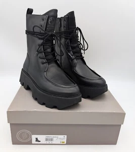 New Franco Sarto Margey 2 Black Leather Water Resistant Combat Style Boots 9 Med - Picture 1 of 13