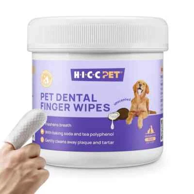 Free Shipping -HICC PET Dental Finger Wipes for Cats and Dogs 50 pc - Image 1 of 4