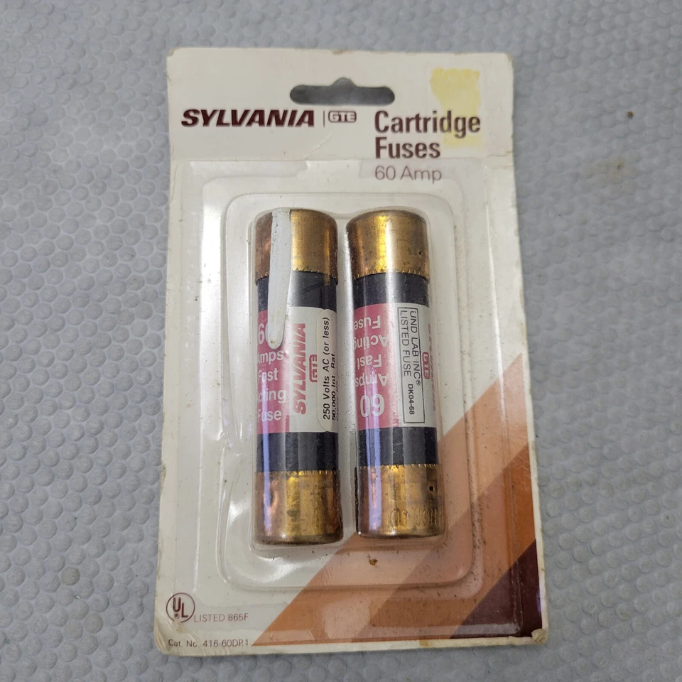 2 Sylvania 60 Amp Buss Cartridge Fuses General Purpose GTE - Image 1 of 4