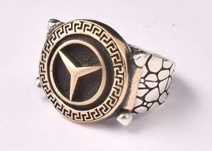 925 Sterling Solid Silver Custom Made Logo Bikers Gothic Ring RS-1630 - Picture 1 of 7